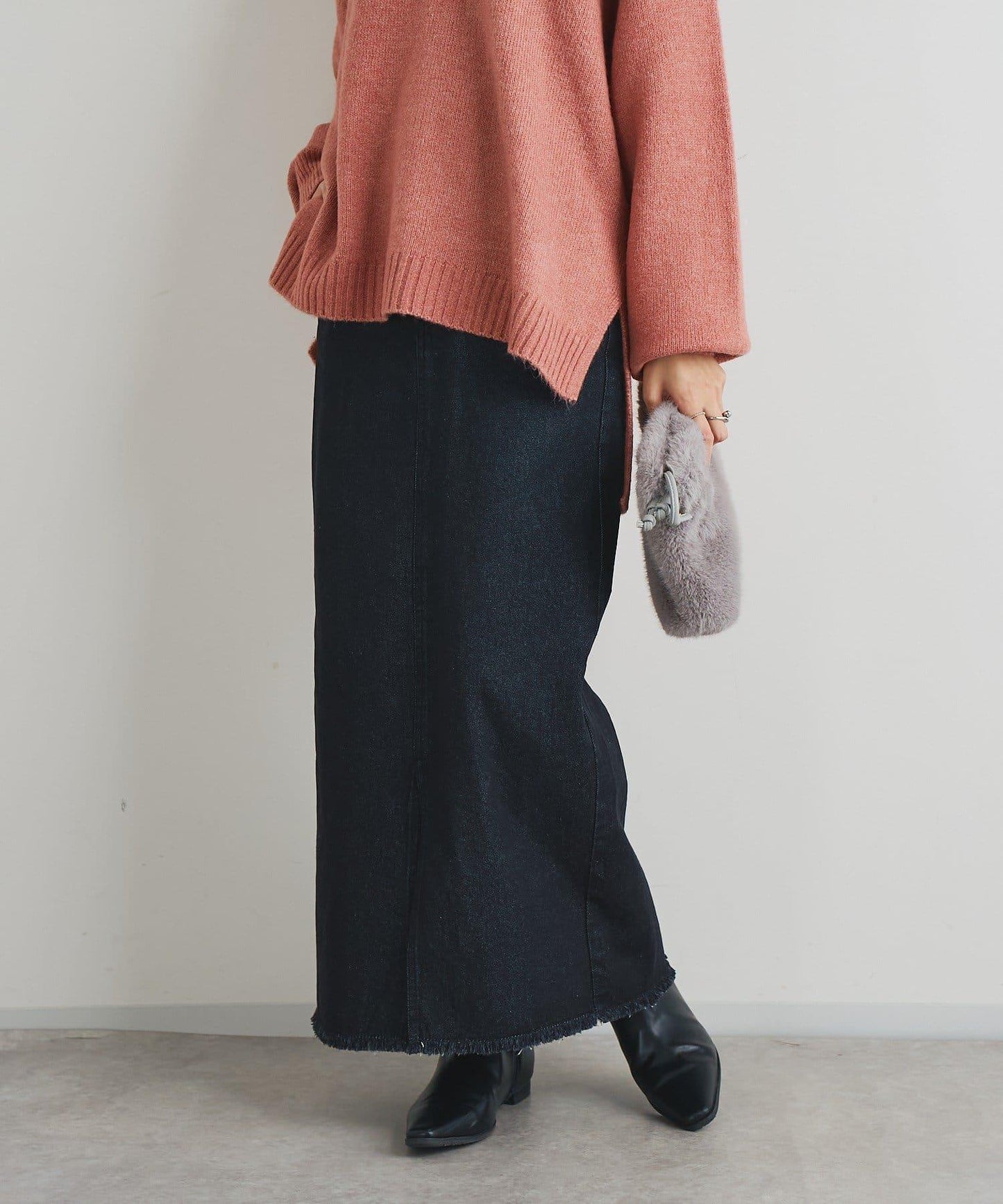 下襬流蘇牛仔半身裙