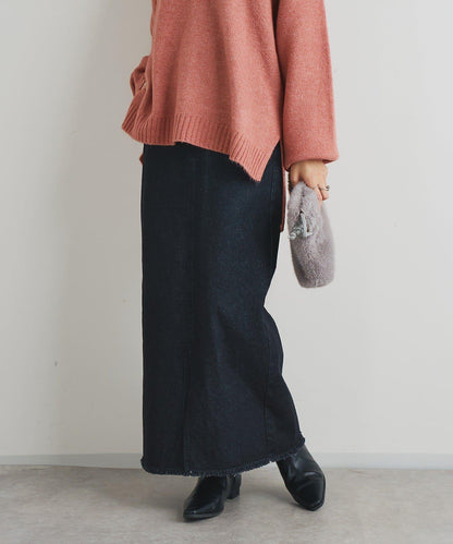 下襬流蘇牛仔半身裙