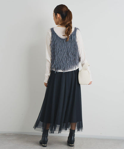 大人女性感羽毛針織背心