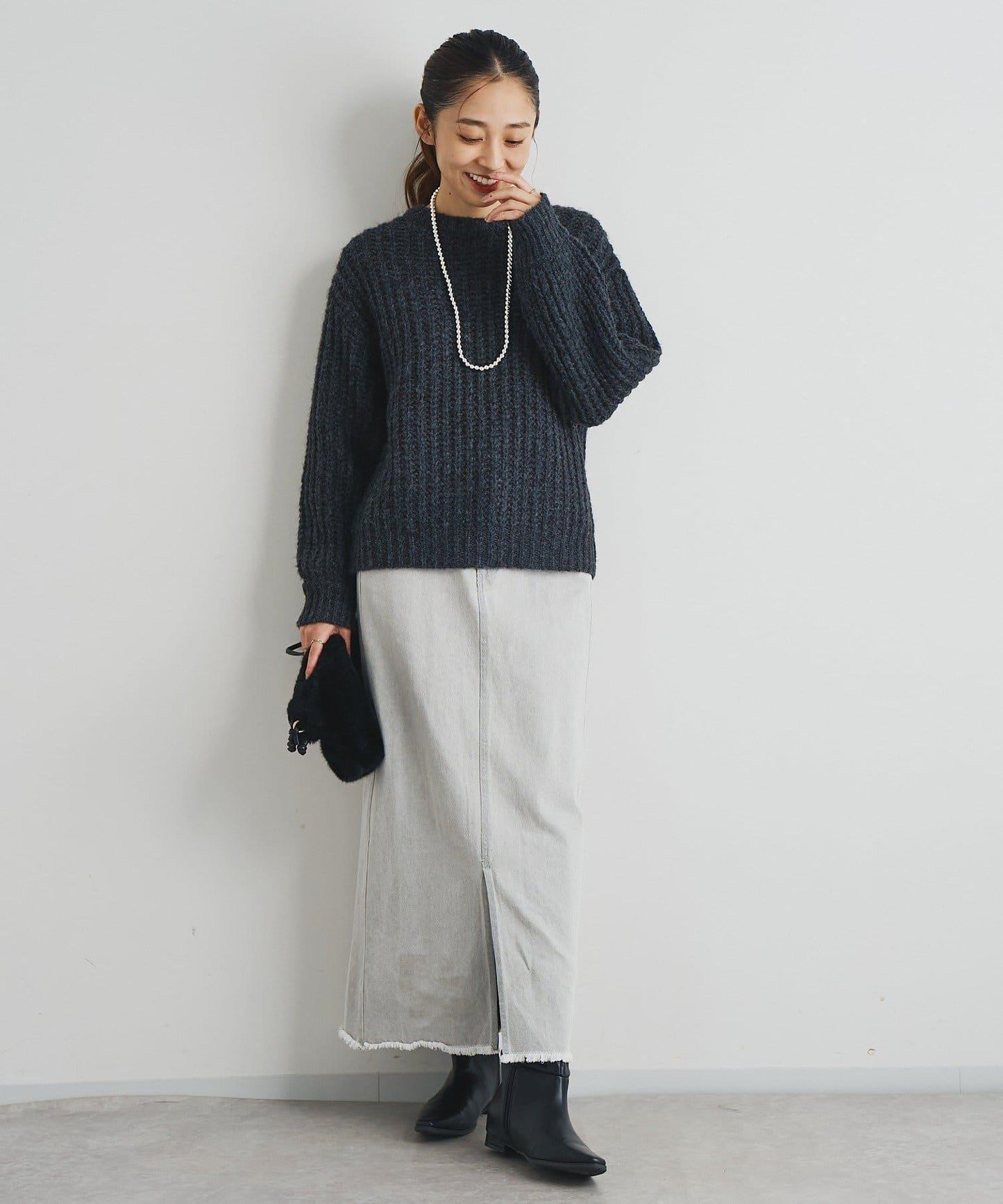 《著回し力抜群》14針高密度圓弧下襬套頭衫