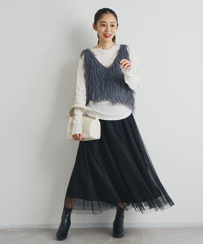 大人女性感羽毛針織背心