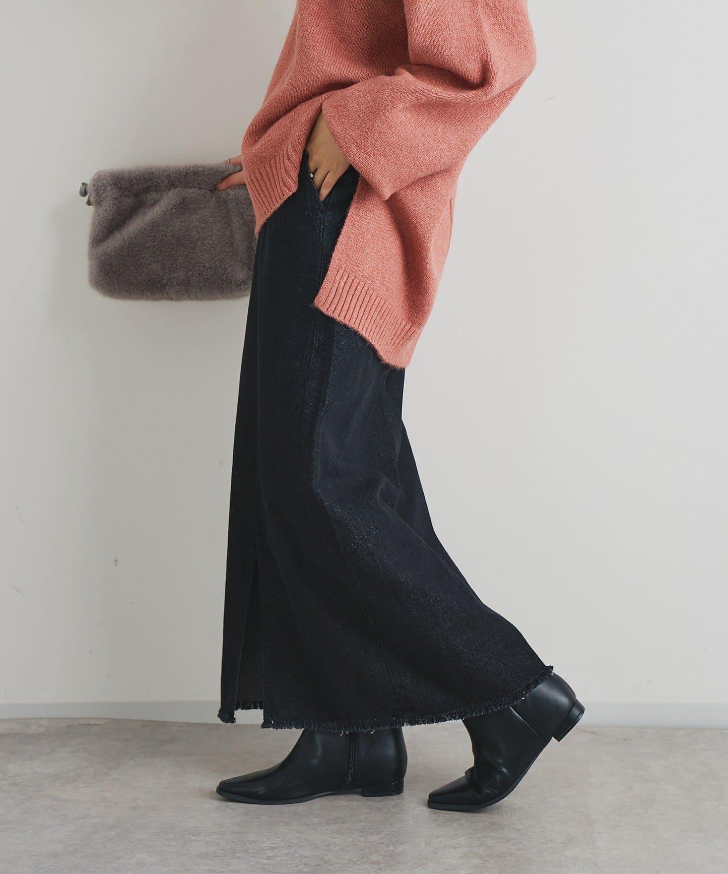 下襬流蘇牛仔半身裙