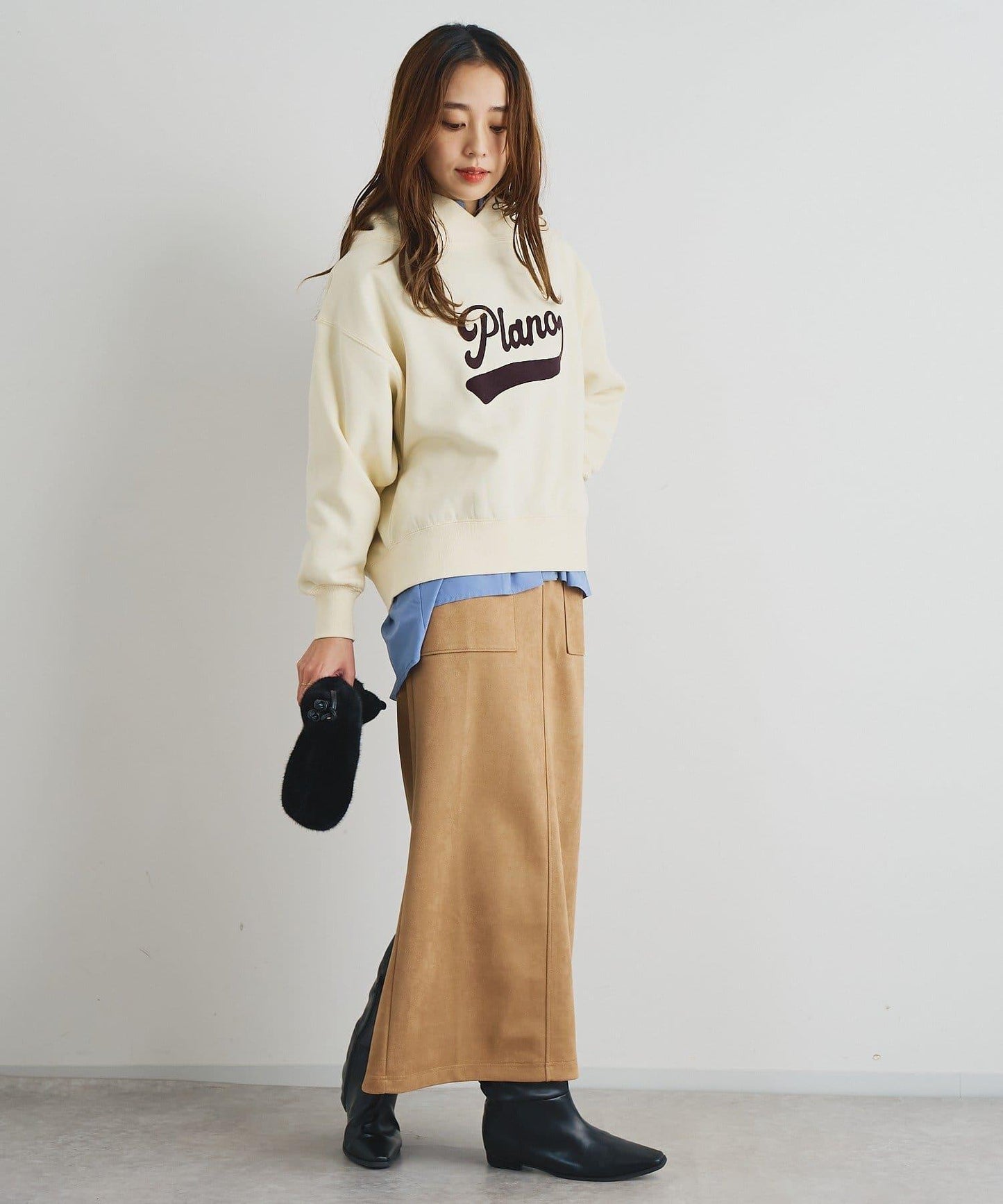 《女性優雅身形》棉花糖絨面窄身半身裙