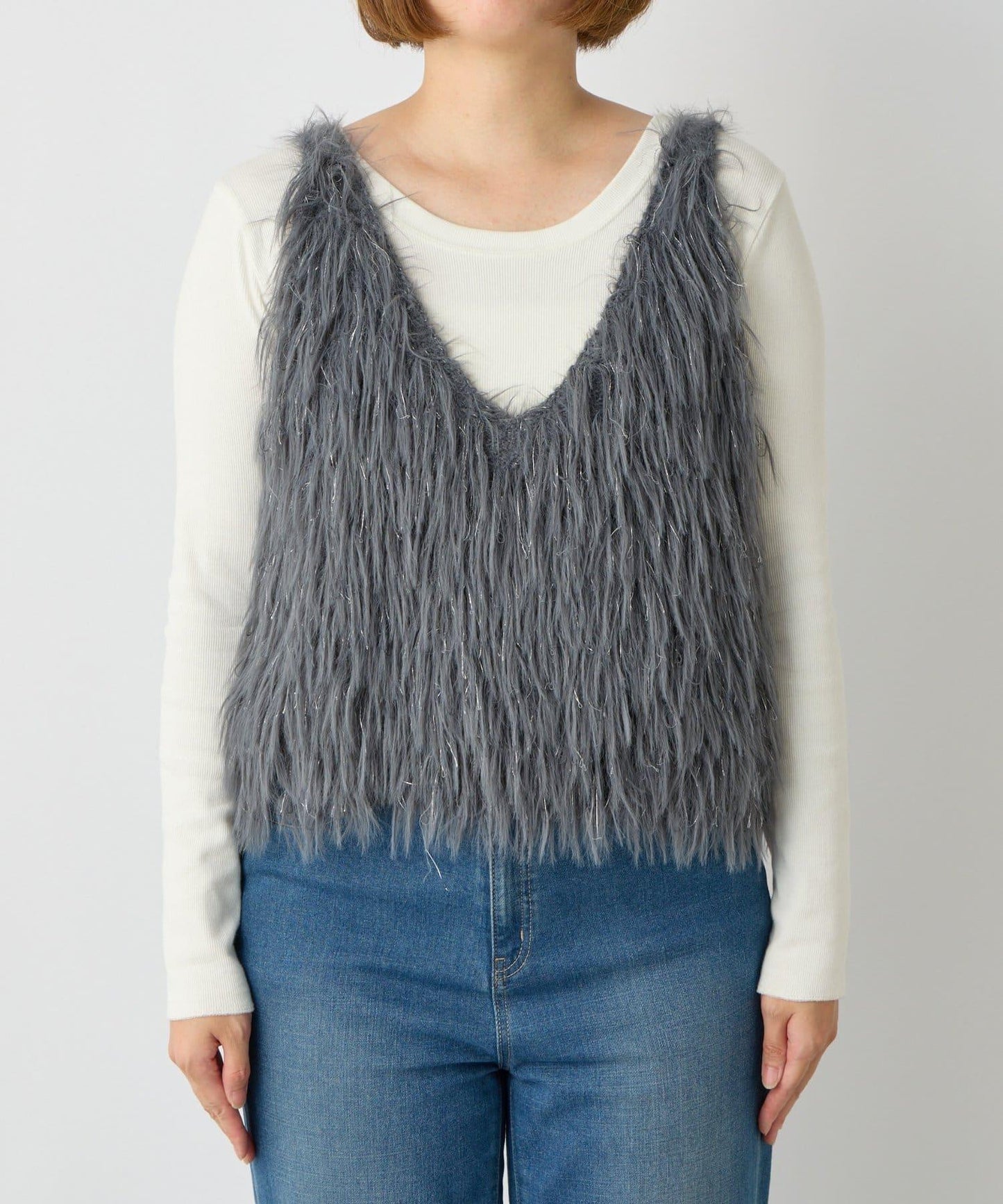 大人女性感羽毛針織背心