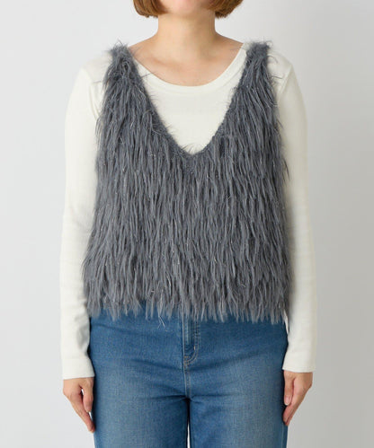 大人女性感羽毛針織背心
