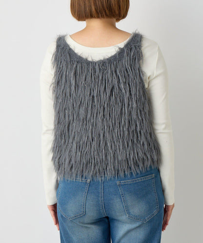 大人女性感羽毛針織背心