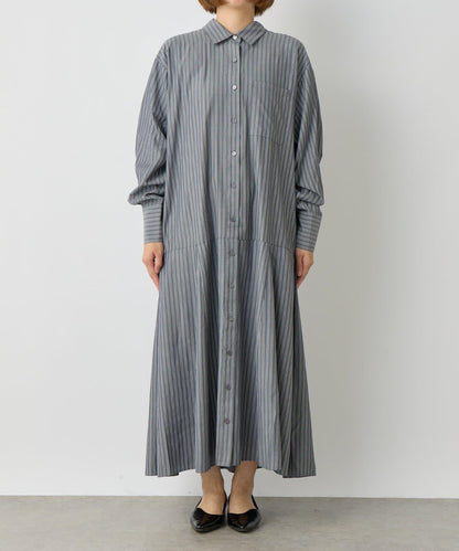 主打款條紋美人魚襯衫連衣裙