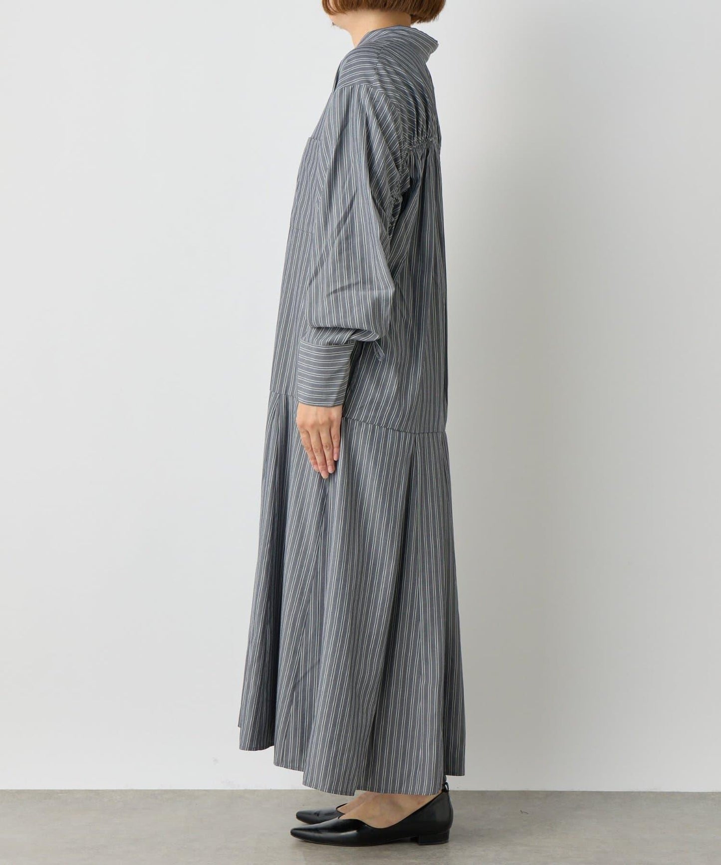 主打款條紋美人魚襯衫連衣裙