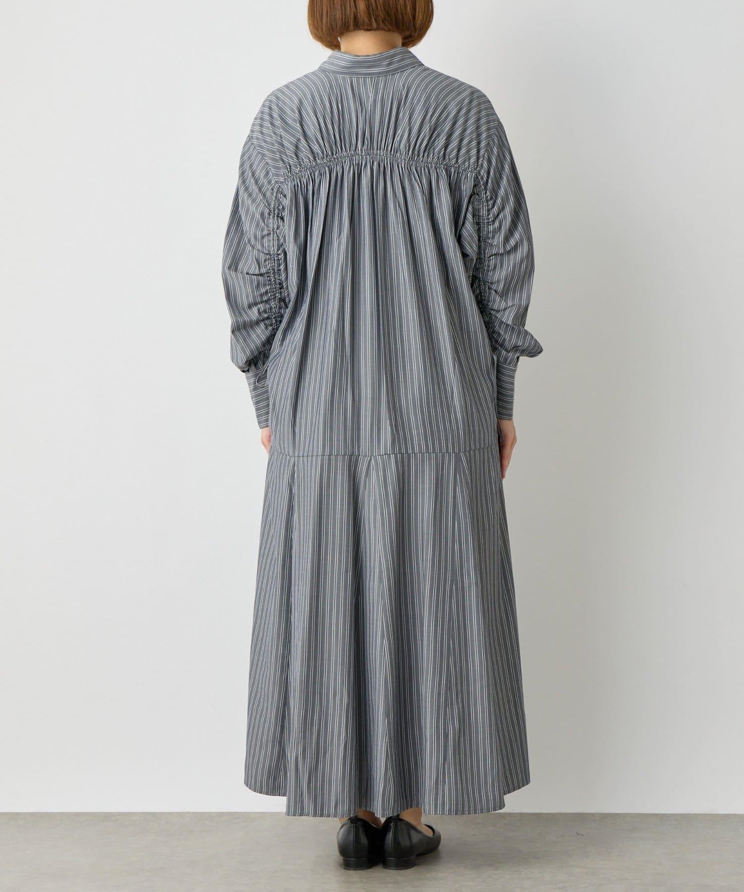 主打款條紋美人魚襯衫連衣裙