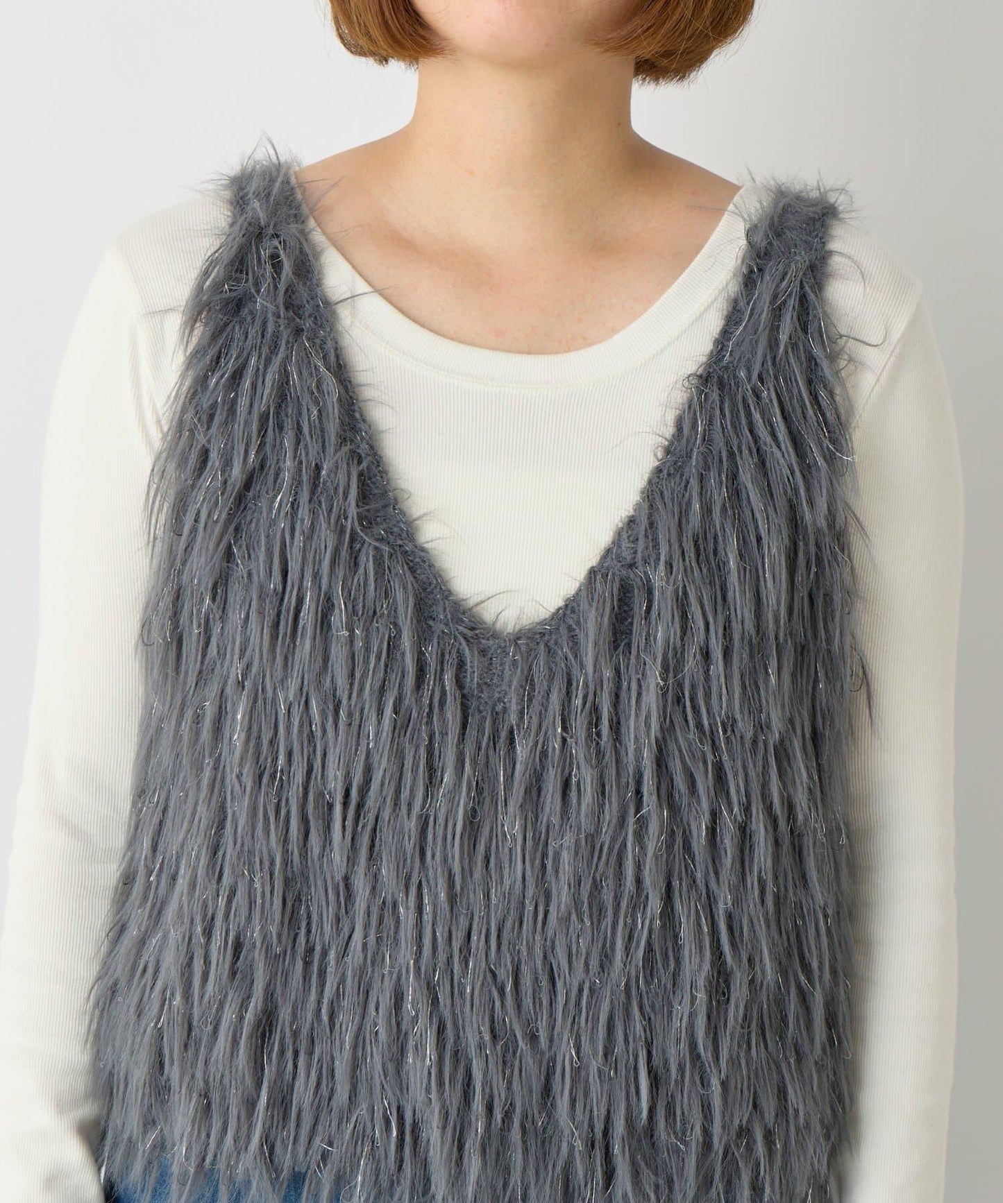 大人女性感羽毛針織背心