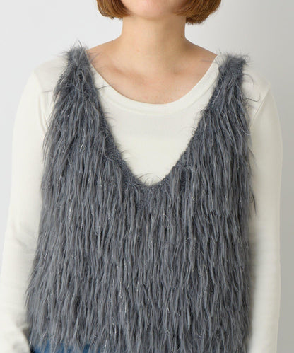 大人女性感羽毛針織背心