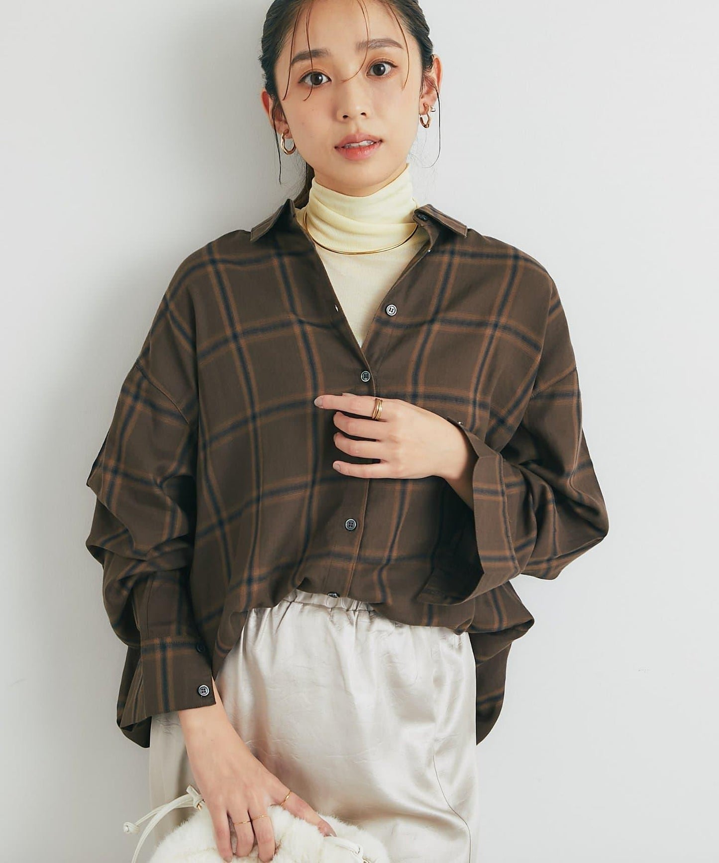 《こなれ感を演出》先染漸變格子襯衫