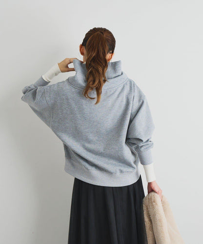 大人休閒風格內襯毛圈布標誌設計圓領套頭衫