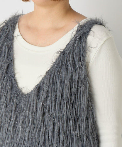 大人女性感羽毛針織背心