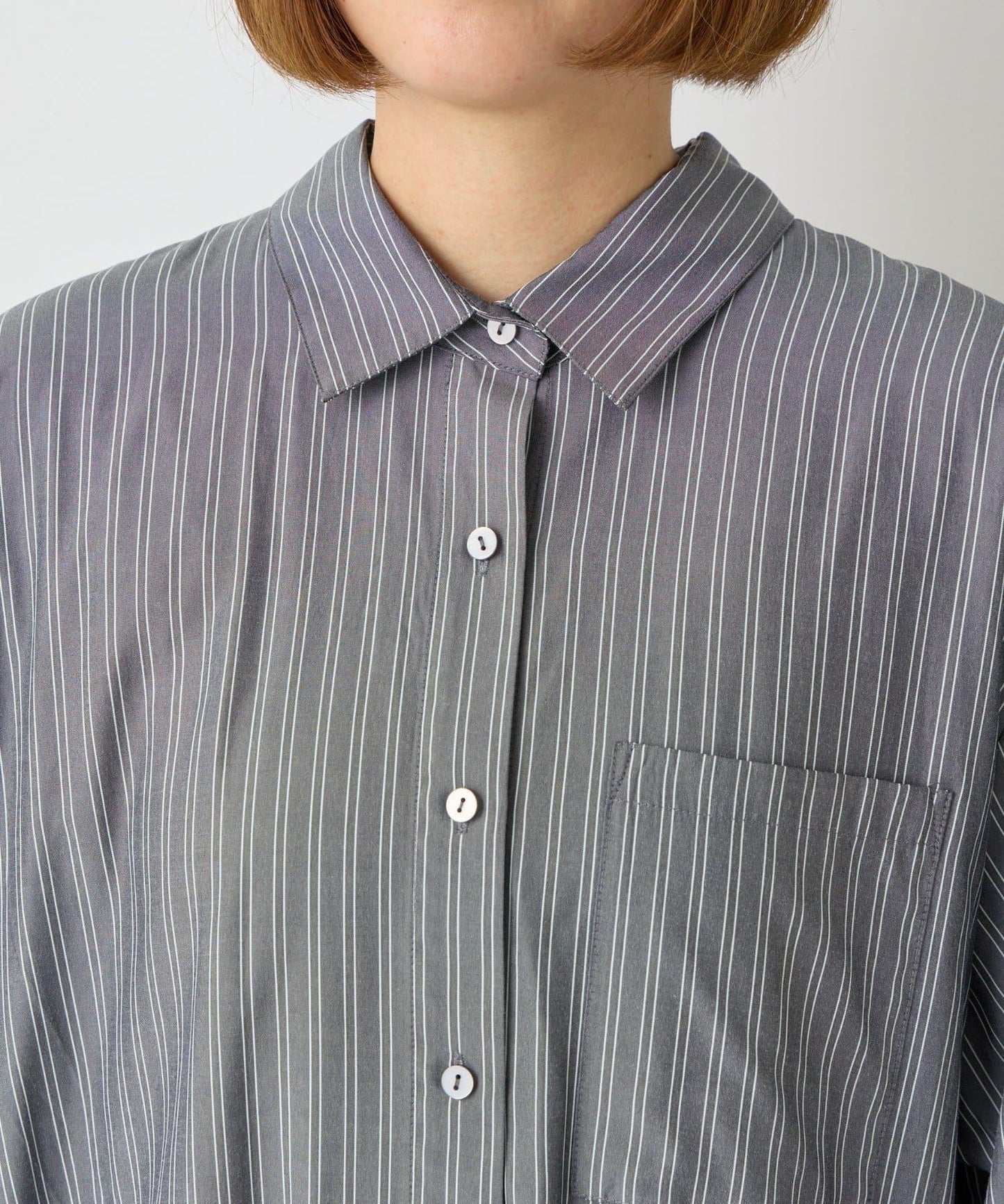 主打款條紋美人魚襯衫連衣裙