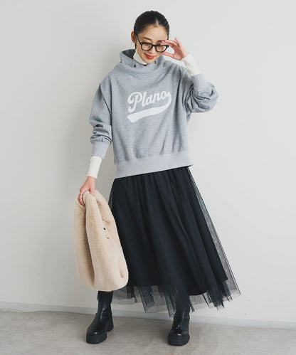 大人休閒風格內襯毛圈布標誌設計圓領套頭衫