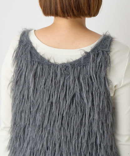 大人女性感羽毛針織背心