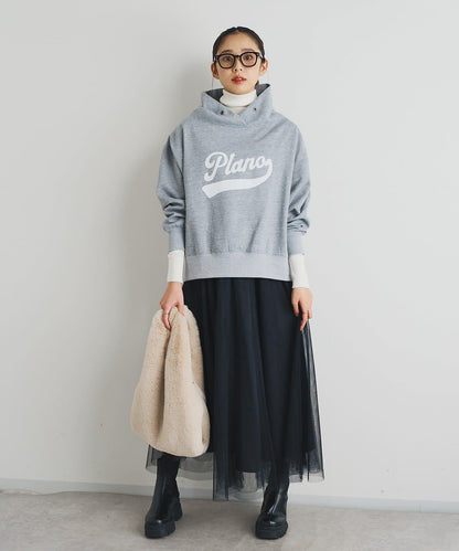 大人休閒風格內襯毛圈布標誌設計圓領套頭衫