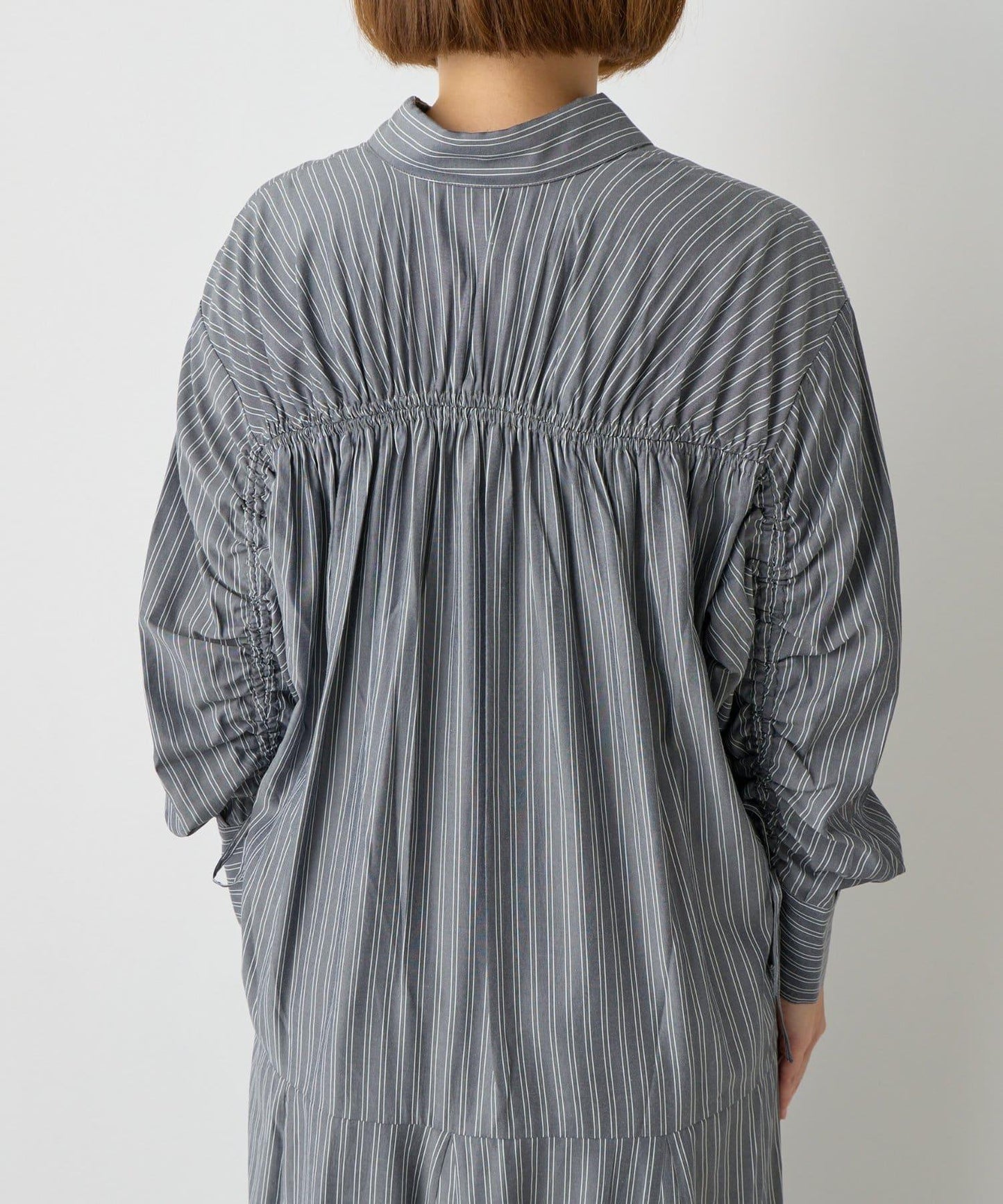 主打款條紋美人魚襯衫連衣裙