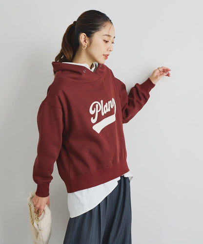 大人休閒風格內襯毛圈布標誌設計圓領套頭衫