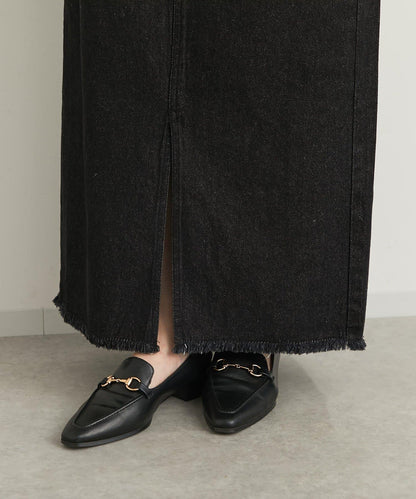 下襬流蘇牛仔半身裙