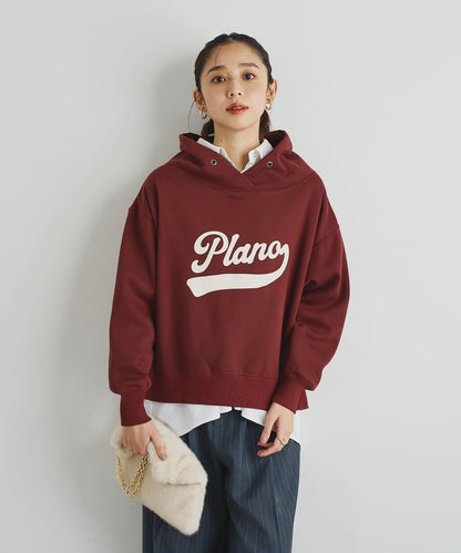 大人休閒風格內襯毛圈布標誌設計圓領套頭衫