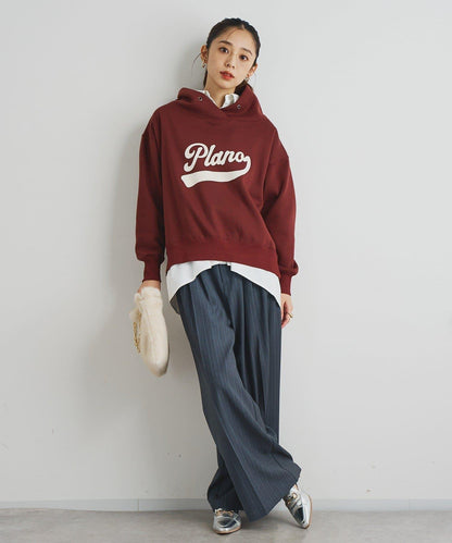 大人休閒風格內襯毛圈布標誌設計圓領套頭衫