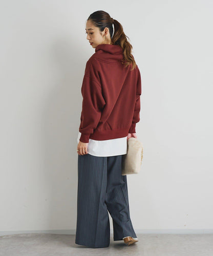 大人休閒風格內襯毛圈布標誌設計圓領套頭衫