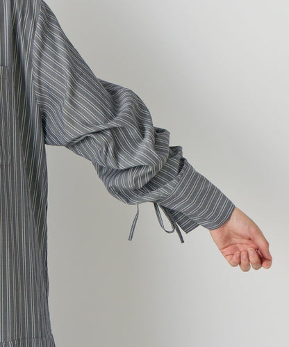 主打款條紋美人魚襯衫連衣裙