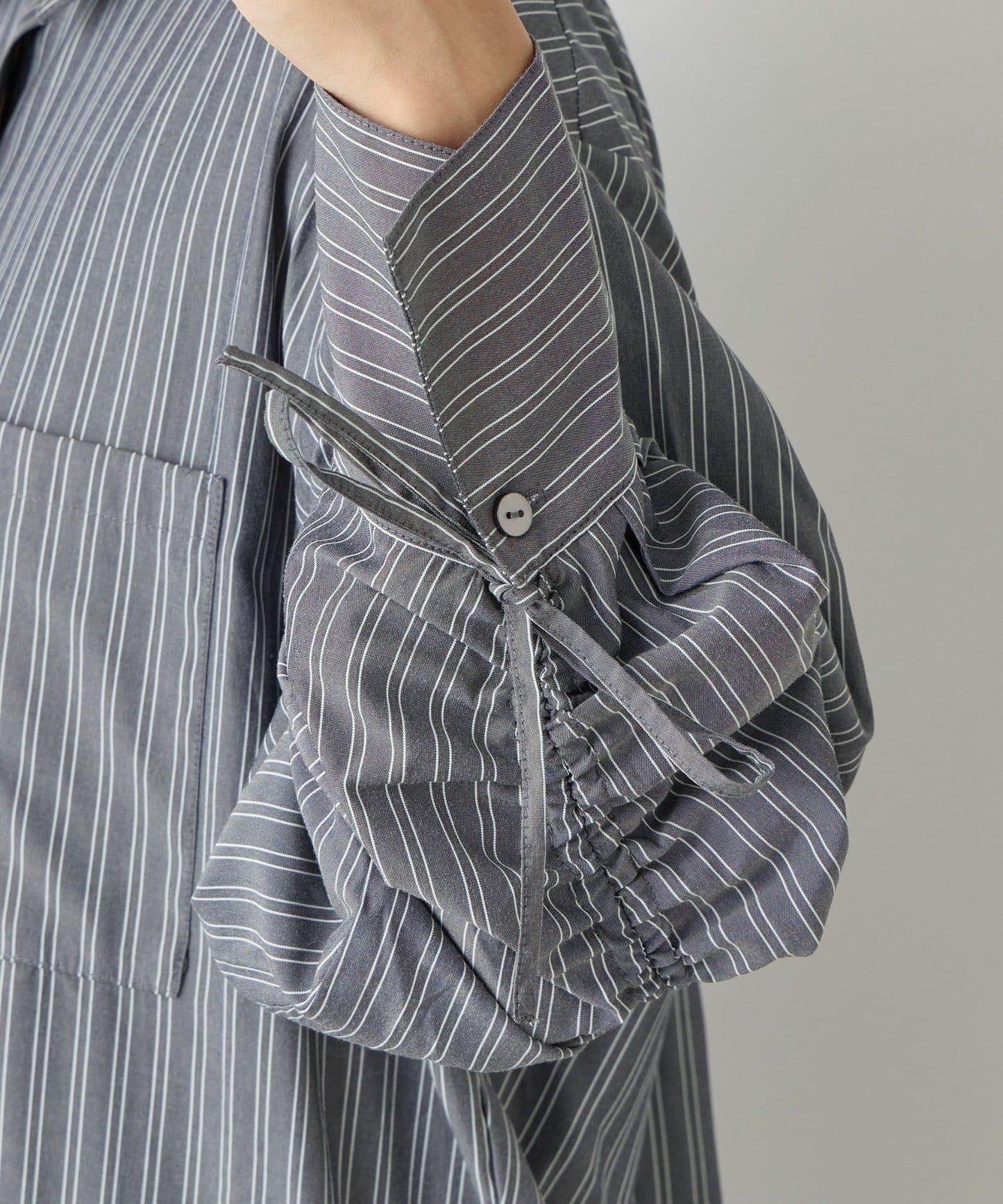 主打款條紋美人魚襯衫連衣裙