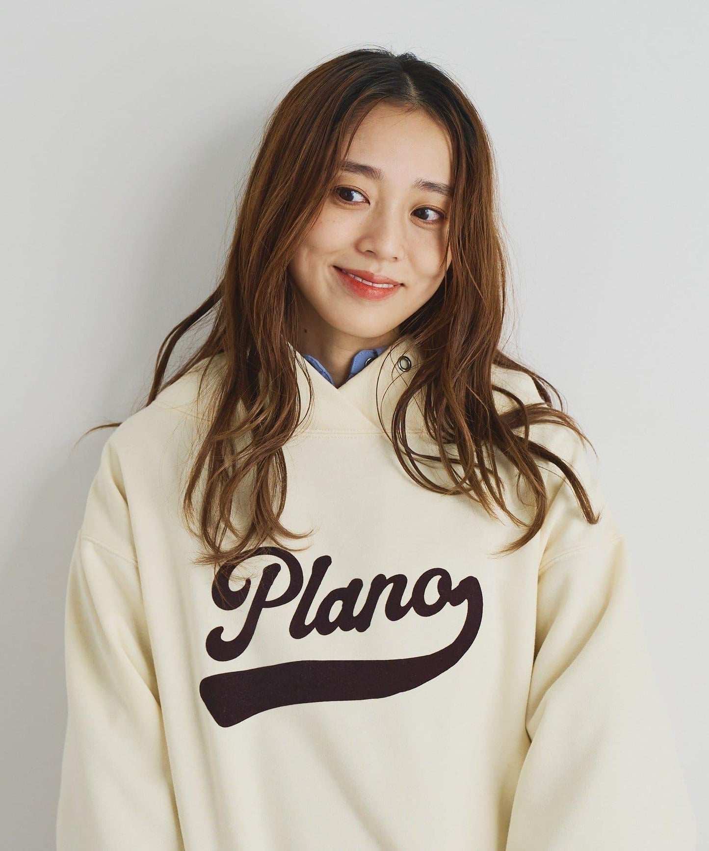 大人休閒風格內襯毛圈布標誌設計圓領套頭衫