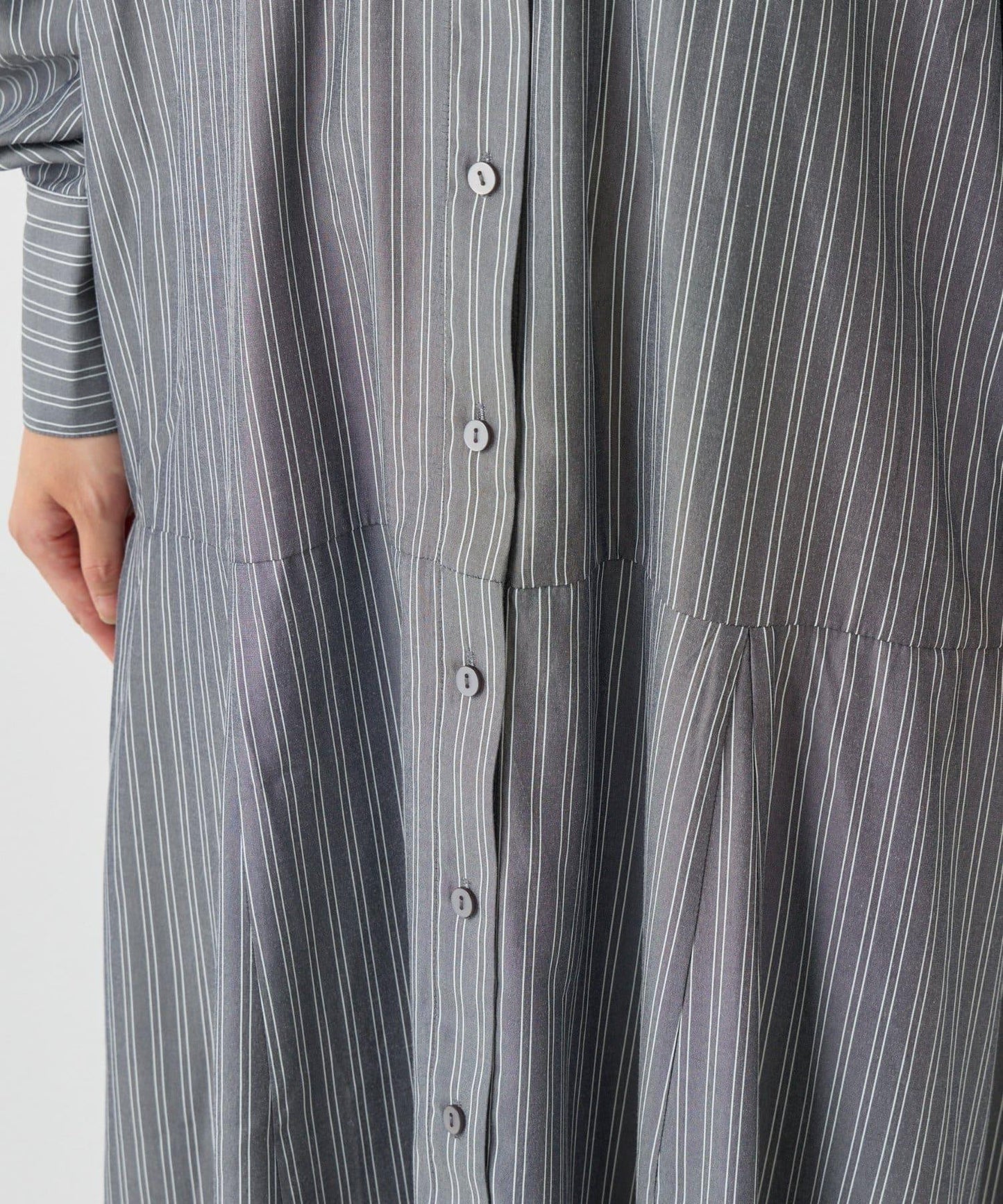 主打款條紋美人魚襯衫連衣裙