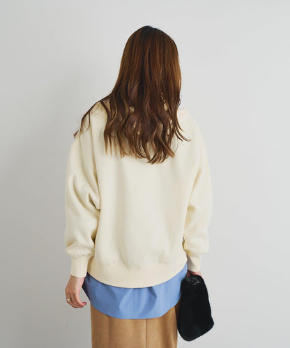 大人休閒風格內襯毛圈布標誌設計圓領套頭衫