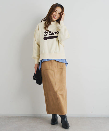 大人休閒風格內襯毛圈布標誌設計圓領套頭衫