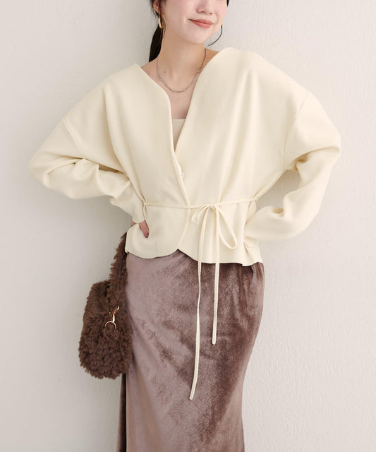 〈osono〉附腰帶針織夾克