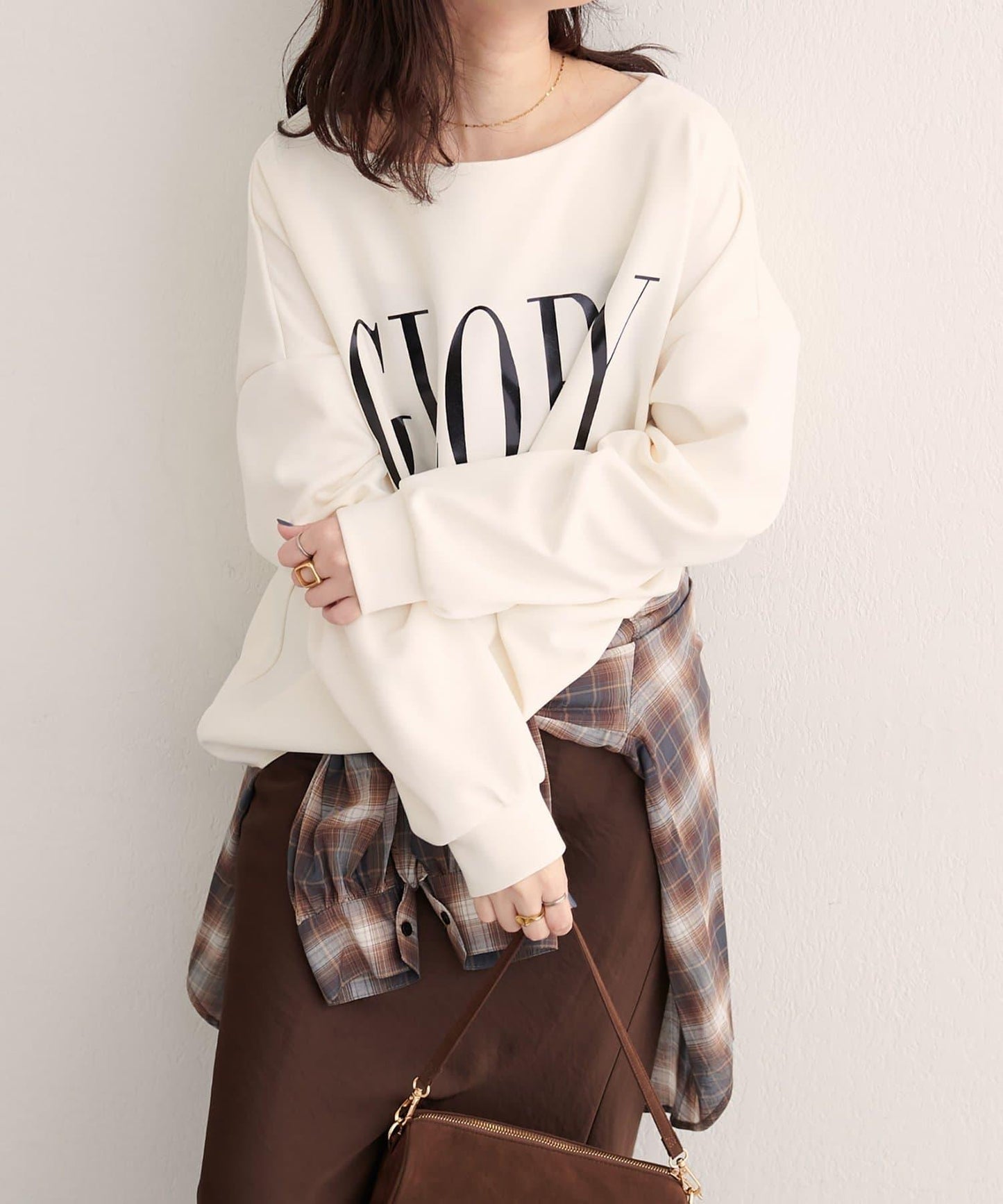 〈ako〉運動風毛圈布印字套頭衫