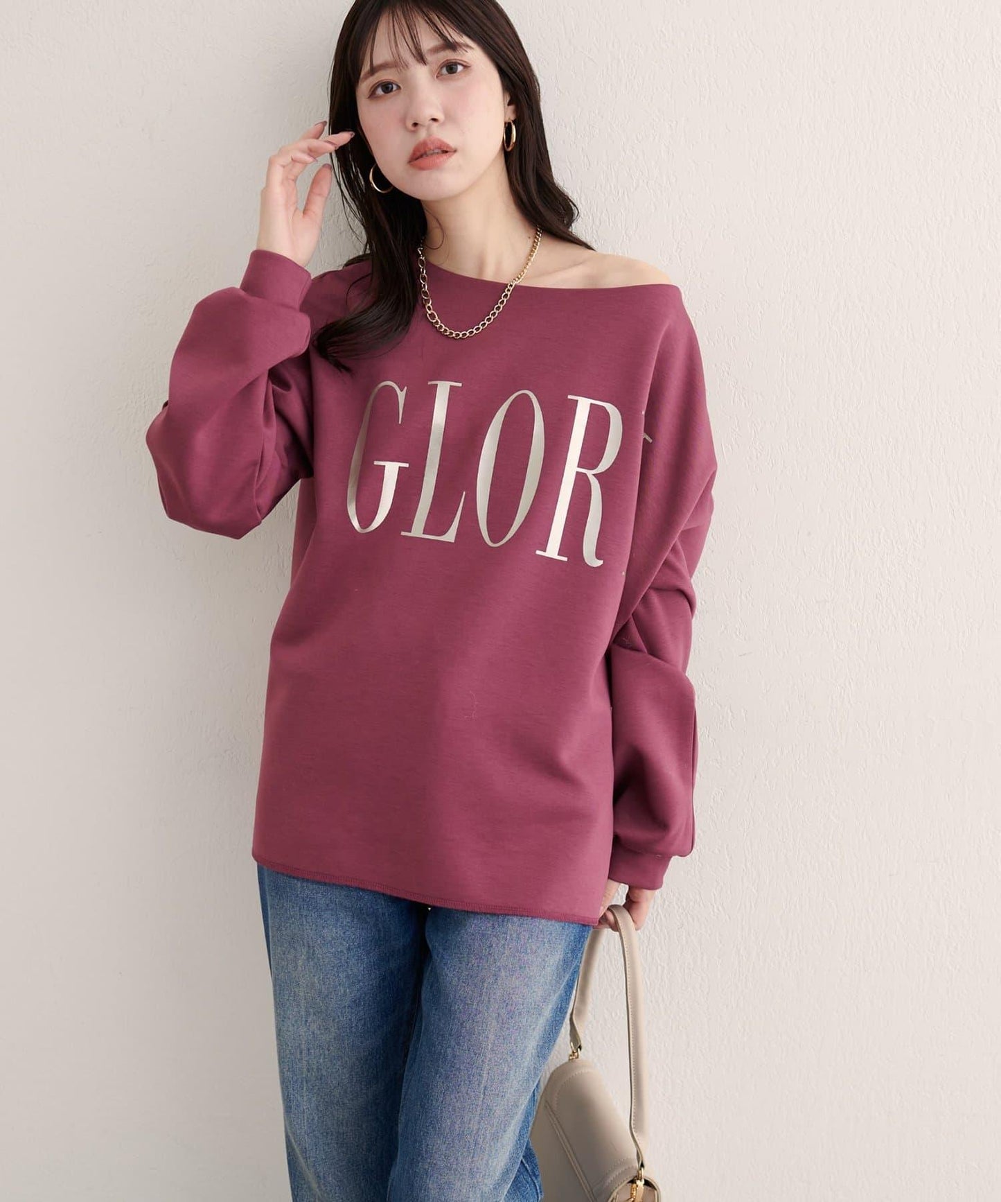 〈ako〉運動風毛圈布印字套頭衫