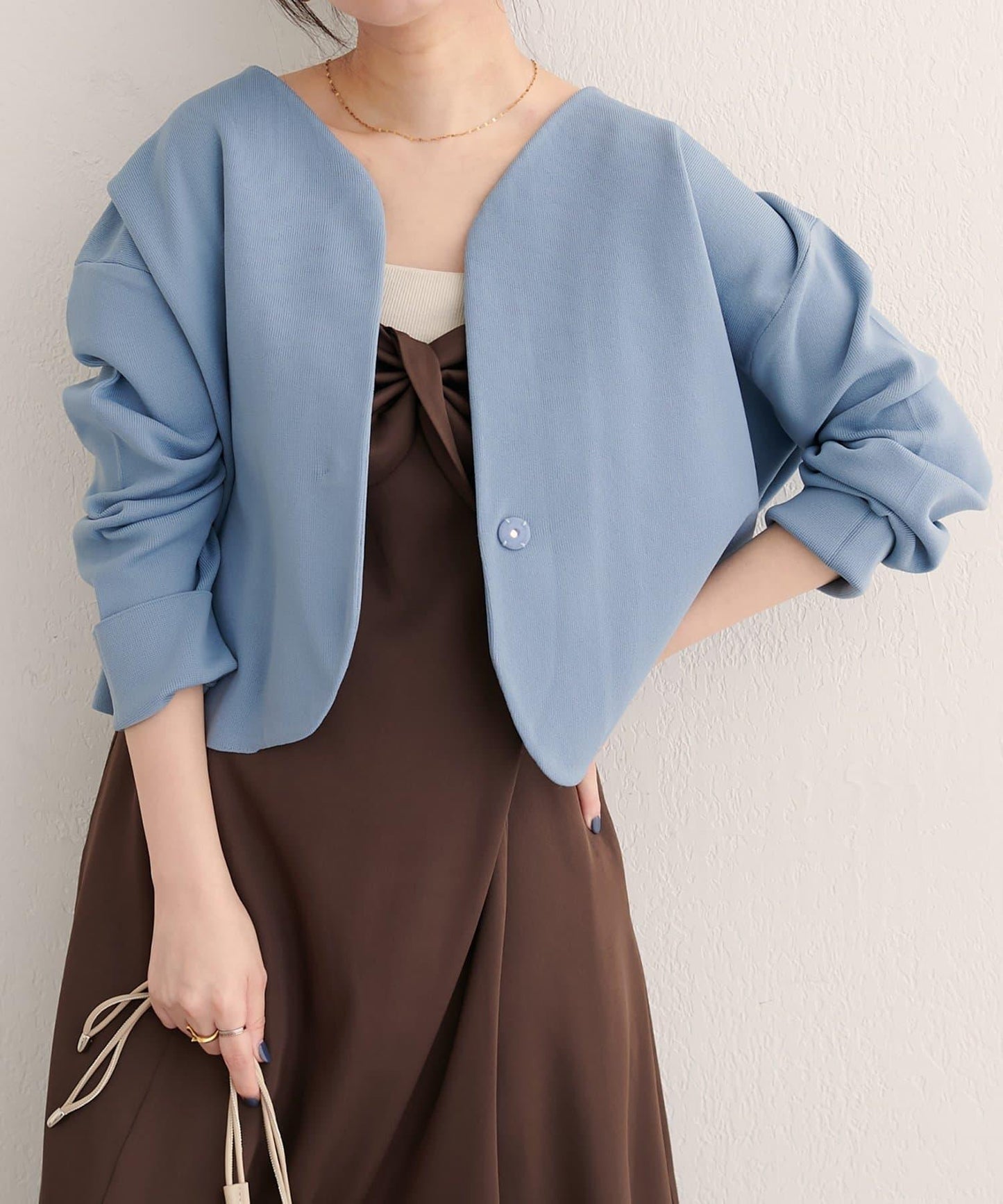 〈osono〉附腰帶針織夾克