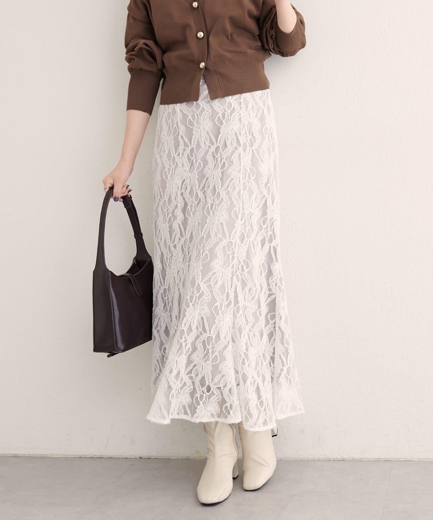 可調節長度花卉蕾絲裙