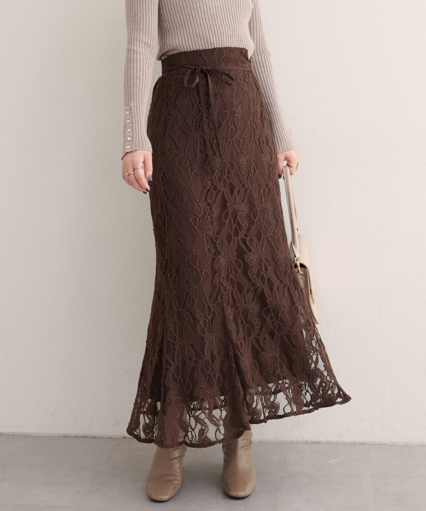 可調節長度花卉蕾絲裙