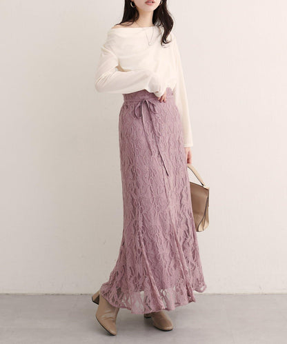 可調節長度花卉蕾絲裙