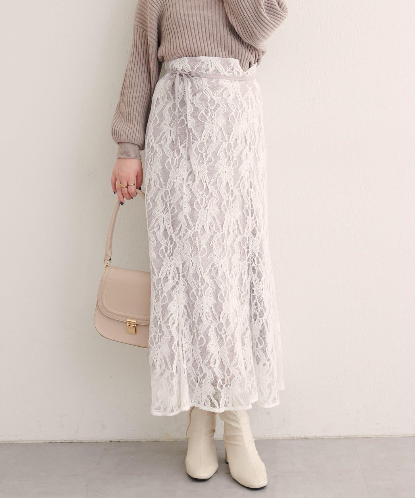 可調節長度花卉蕾絲裙