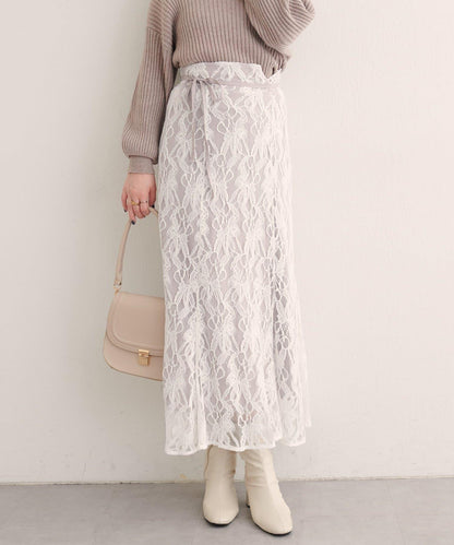 可調節長度花卉蕾絲裙