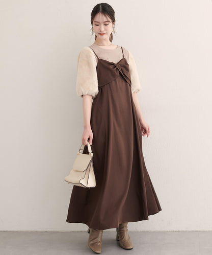 〈osono〉扭結蝴蝶結吊帶連衣裙