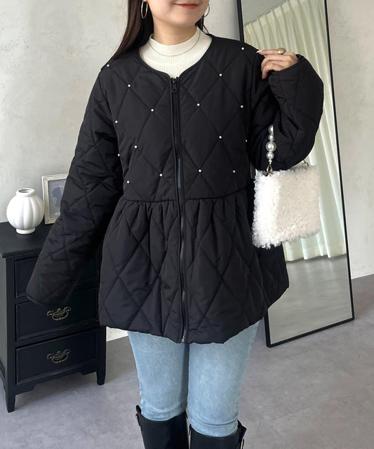 絎縫珍珠荷葉邊短外套