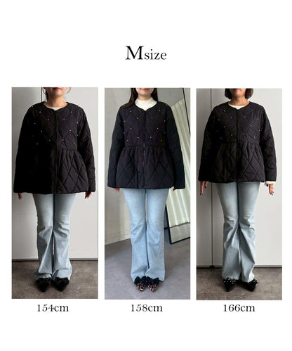 絎縫珍珠荷葉邊短外套