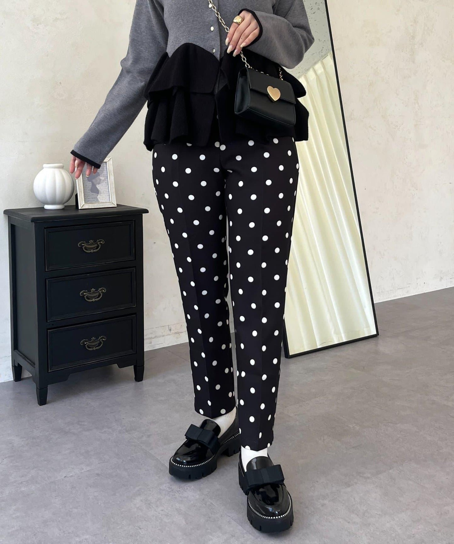 波點修身錐形褲