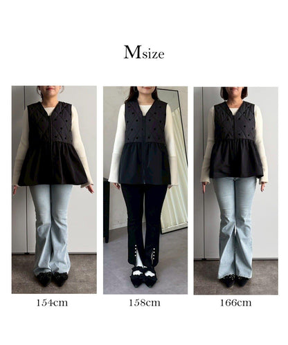 植絨波點絎縫荷葉邊背心