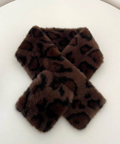 豹紋仿毛領