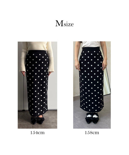 波點提花針織半身裙